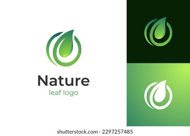 letter o leaf logo icon design, leaf with circle vector logo graphic element for nature brand logo symbol