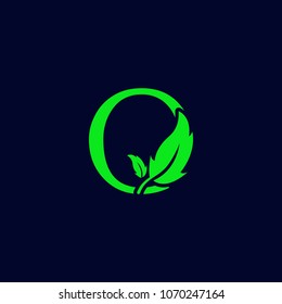 letter o leaf logo template