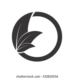 letter o with leave logo vector design
