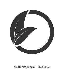 letter o with leave logo vector design