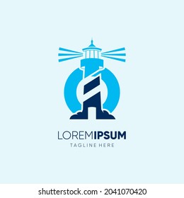 Letter O Lighthouse Logo Design Vector Icon Graphic Emblem Illustration