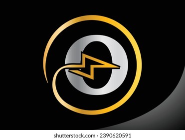 Letra O con un tornillo de brillo Plantilla de vectores de diseño con logotipo.