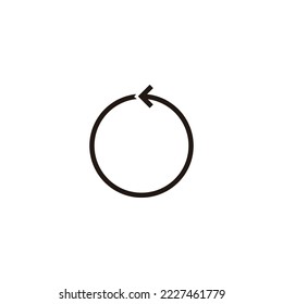 Letter o line arrow, rounded geometric symbol simple logo vector