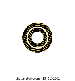 Letter O Line Wave  Logo. Design concept logo icon  yellow line wave on letter O for technology business concept or more brand.