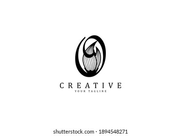 Letter O linked floral calligraphy, Design logo template