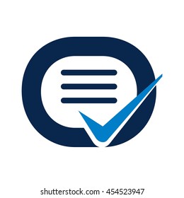 letter O and list check mark symbol. logo vector.