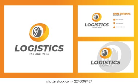letter O logistics company logo with business card design