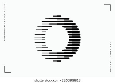 Letter O logo with abstract geometric rounded horizontal lines