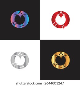 Letra O logotipo, O logotipo, conjunto de logotipo AI, design moderno e mínimo, inspirado na tecnologia, ícones e símbolos coloridos, adequado para inteligência artificial, inovação, marca, start-ups e identidade digital.