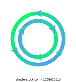 Letter O Logo with Arrows and Gradient. Editable Gradient Icon. Vector Rotation Icon