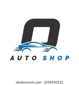 letter O logo auto mechanic with car style. Alphabet O automotive car design icon