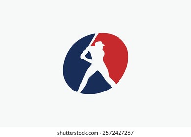 letter O logo with baseball player silhouette. It is good for team logo, club, sticker, etc.