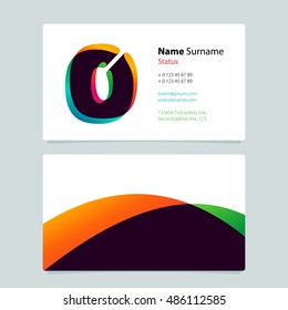 Letter O logo with colorful business card template design. Overlay logo.