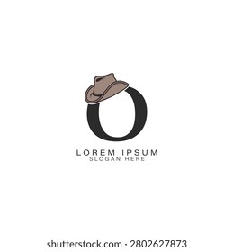 Letter O Logo with a Cowboy Hat. Alphabet O with modern Design Stetson Hat Icon