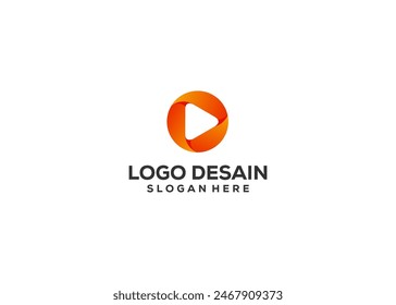 Letter O logo creative play button in circle style