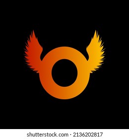 Logo-Design von Letter O mit abstraktem Stil für Vogelflügel, alphabetischer Vektorgrafik