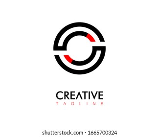 Letter O logo design. Black red logo leters icon in simple circle vector design