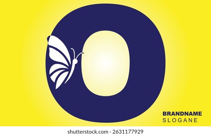 letter O logo design with butterfly illustration logo concept