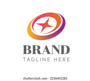 Letter O logo design. Colorful circle swirl logo with star icon inside. Growth, connect, integrated, distribution concepts. Suitable for Branding, Business, Technology, Finance, Investment.
