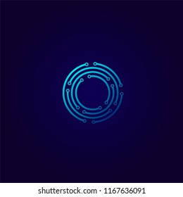 Letter O logo design concept, Technology and digital abstract dot connection cross vector illustration