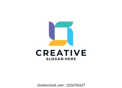 Diseño del logotipo de la letra O con combinación creativa.