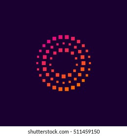 Letter O logo design with Dots Pixels Square shape for Digital and Technology Business Company