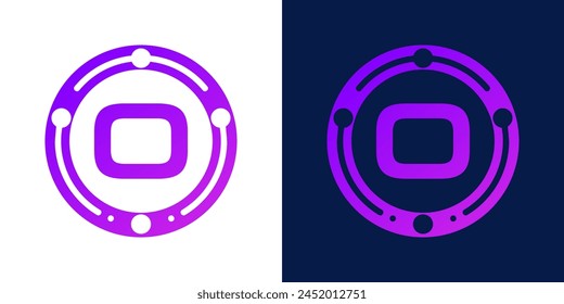 letter O logo design with dotted gradient digital circles, for digital, technology, data