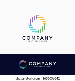 Letter O logo design, flat color pattern logo design emblem vector illustration logo template