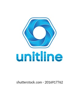 Letter O logo design with hexagons and gradient. Vector blue 3d hexagon logo on white background