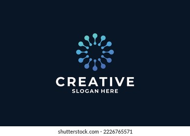 Letter O logo design. Initial O combine with dot, connection, molecule, connection concept.