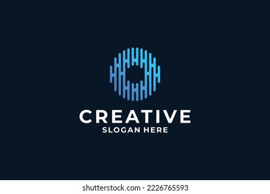 Letter O logo design. Initial O combine with dot, connection, molecule, connection concept.