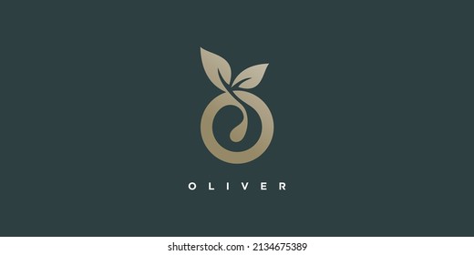 Letter O logo design with olive oil concept Premium Vector