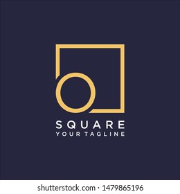 letter O Logo design with square frame line art. business consulting concept. studio icon - vector