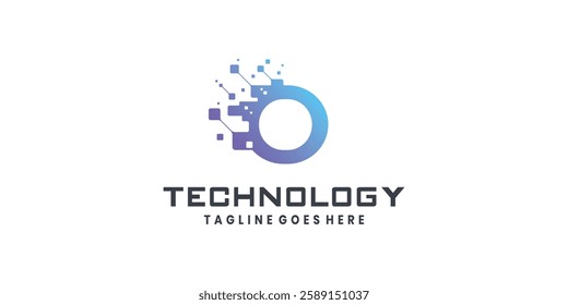 Letter O logo design for technology