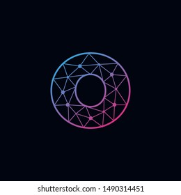 Letter O Logo Design Template. Network Connection Artificial Intelligence Technology. Technology Digital logo with element dot , circuit, line, chip, concept. network icon, connect concept - Vector