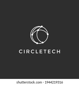 Letter O logo design template abstract technology connection point vector logo circle logotype icon on black background
