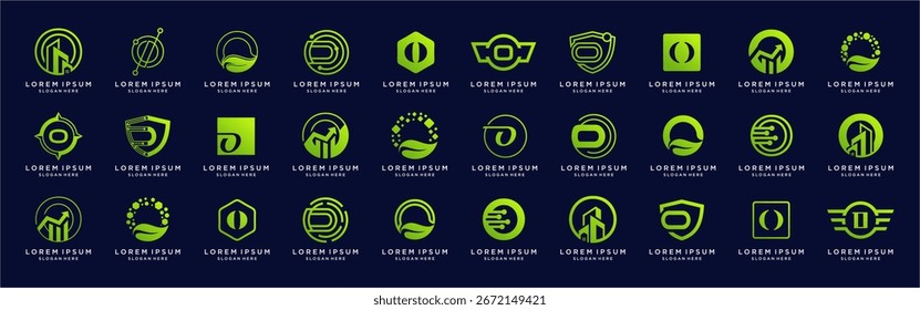 Conjunto de Paquete de Plantilla de diseño de logotipo de letra O