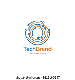 Letter O logo design template,Technology abstract dot connection cross vector logo icon circle logotype