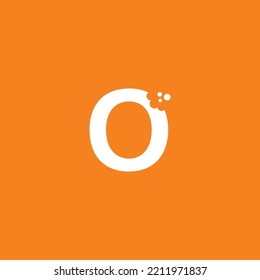 letter O logo design with unique creative bite marks in modern style in white on orange background. cute letter O illustration. suitable for business logo, company, marketing, promotion, food, etc