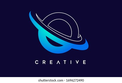 Letter O Logo. O Letter Design Vector with Blue Swash VectorIllustration. 
