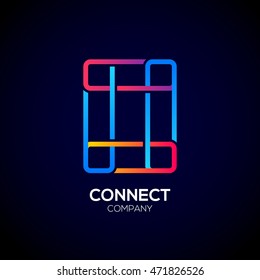 Letter O Logo Design.Linked shape square symbol,Digital