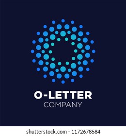 Letter O logo. Dots icon, dotted shape logotype vector design.