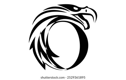  Letter O logo with eagle head in minimalist style