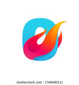 Letter O logo with fast speed fire. Vector icon perfect to use in sportswear labels, race posters, danger identity, etc.