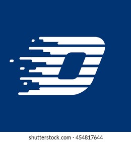 Letter O logo with fast speed lines. Vector design for sportswear, banner, card, labels or posters.