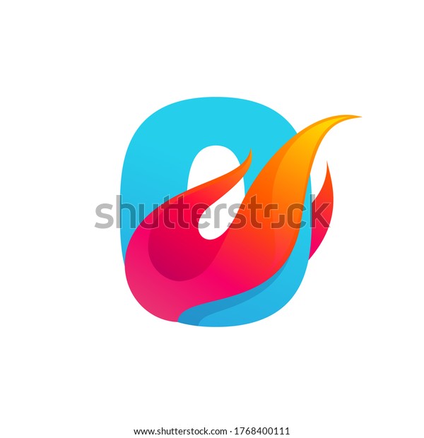 Letter O logo with fast speed fire. Vector icon\
perfect to use in sportswear labels, race posters, danger identity,\
etc.