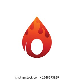 Letter O logo with fire flame shape, emblem, design concept, creative symbol, icon business or corporate
