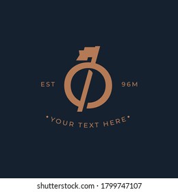 Letter O logo with flag. creative minimal monogram symbol. Universal elegant vector sign design. Premium business logotype. Graphic alphabet symbol for corporate business identity