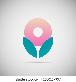 Letter O logo flower simple elegant flat design. creative gradient logo vector. abstract unique font and alphabet modern logo for company, spa, health, event, community. EPS 10.