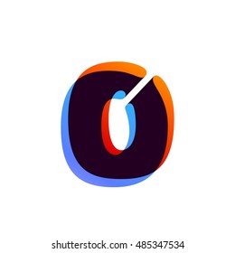 Letter O logo formed by colorful overlay ribbon. Font style, vector element for application icon, t-shirt or card.
